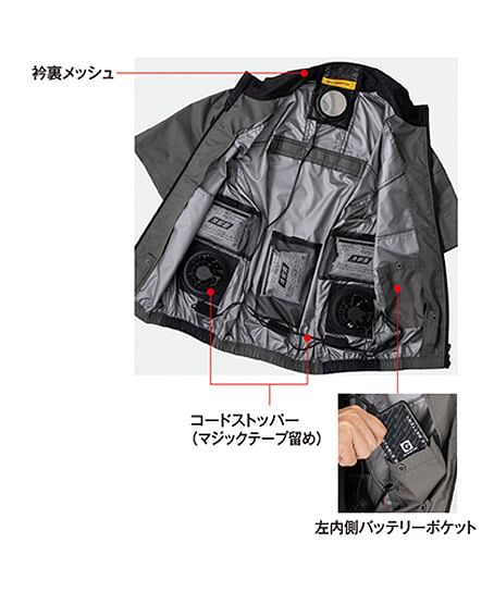 【全5色】ボルトクール　日傘遮熱®　半袖ブルゾン（ペルチェ　ネックホルダー付）