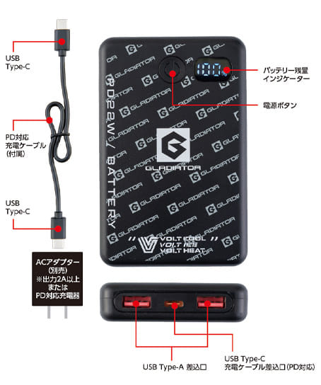 モバイルバッテリー 10，000mAh手のひらサイズ＆PD充電対応※返品不可※