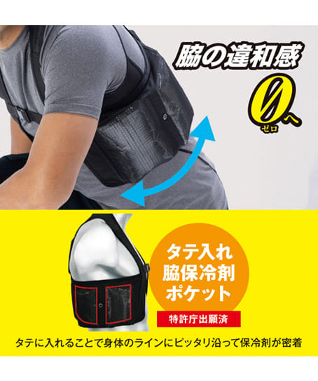 【暑熱対策】全2色・アイスメッシュベスト 保冷剤150g用 6ポケット ペルチェ穴 ※返品不可※