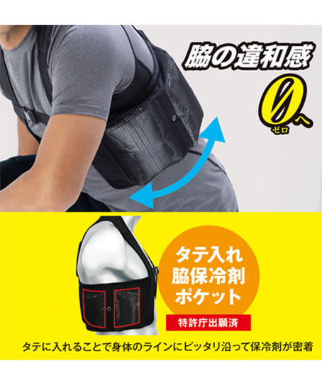 【暑熱対策】全2色・アイスメッシュベスト 保冷剤300g用 6ポケット ※返品不可※