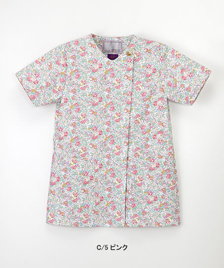 【ナガイレーベン】女子スクラブ（花柄プリント・グリーン購入法対応・防透け・制電・吸水・防汚）