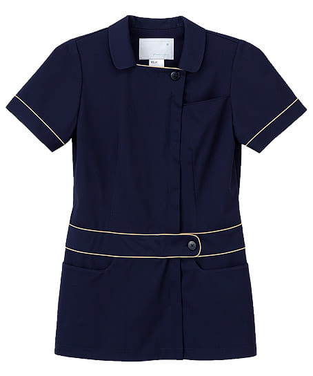 【ナガイレーベン】ウエストベルト風パイピングチュニック（接触冷感・ストレッチ・吸汗性・吸湿性）