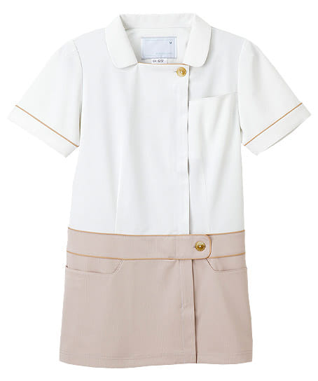 【ナガイレーベン】ウエストベルト風パイピングチュニック（接触冷感・ストレッチ・吸汗性・吸湿性）