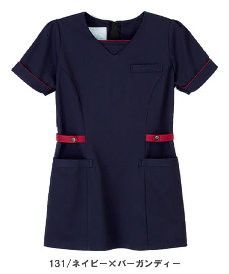 【ナガイレーベン】チュニック（配色ベルト・接触冷感・ストレッチ・吸汗性・吸湿性）