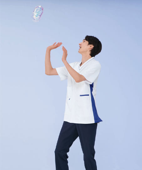 【ナガイレーベン】男子スクラブ(ストレッチ・接触冷感・通気性・防透け・制菌・制電・防シワ性・形態安定)※廃番予定※