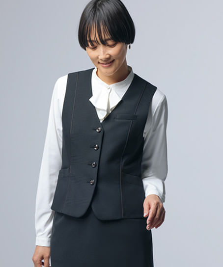【全2色】ベスト（ストレッチ・プレシャスシャドーチェック）