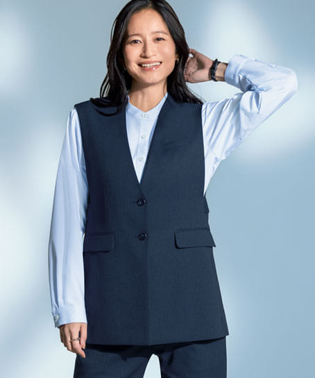 【全2色】ロングベスト（ストレッチ・エコ素材・オールシーズン対応）