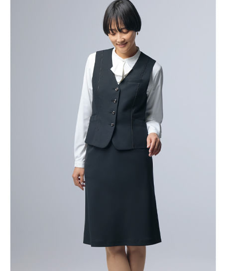 【全2色】Aラインスカート(プレシャスシャドーチェック・ストレッチ・制電)(56cm丈/9号)