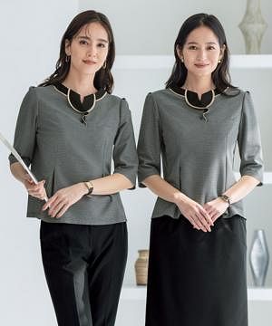 事務服・会社制服の通販の【ユニデポ 事務服】【全1色】プルオーバー（七分袖・ニット・TioTioプレミアム）