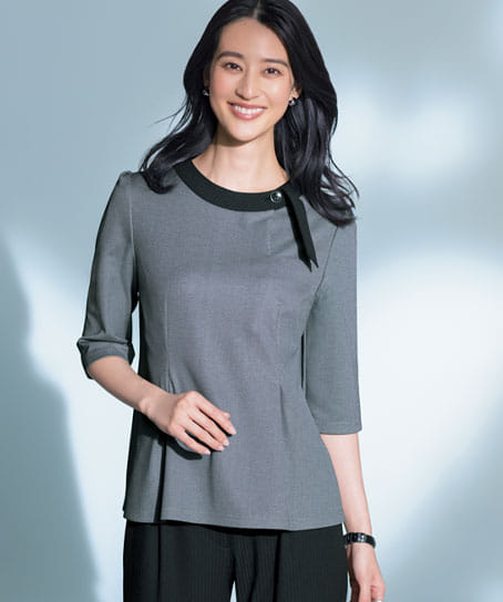 【全2色】プルオーバー(七分袖・ニット・UVカット・吸水速乾・透け防止・汚れ除去・高通気度174.1㎤/㎠・s)