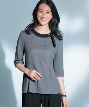 事務服・会社制服の通販の【ユニデポ 事務服】【全2色】プルオーバー（七分袖・ニット・UVカット・吸水速乾・透け防止・汚れ除去・高通気度174.1㎤/㎠・s）