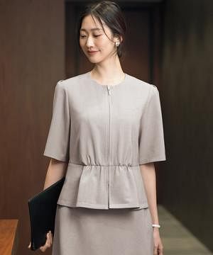 事務服・会社制服の通販の【ユニデポ 事務服】【全2色】オーバーブラウス（ストレッチ・ホームクリーニング）