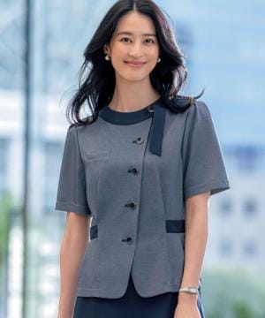 事務服・会社制服の通販の【ユニデポ 事務服】【全2色】オーバーブラウス（ニット・UVカット・吸水速乾・透け防止・汚れ除去・高通気度174.1㎤/㎠・s）