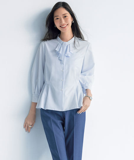 【JANE PACKER】全3色 ブラウス（九分袖・吸水速乾・UVカット・透け防止・ストレッチ）