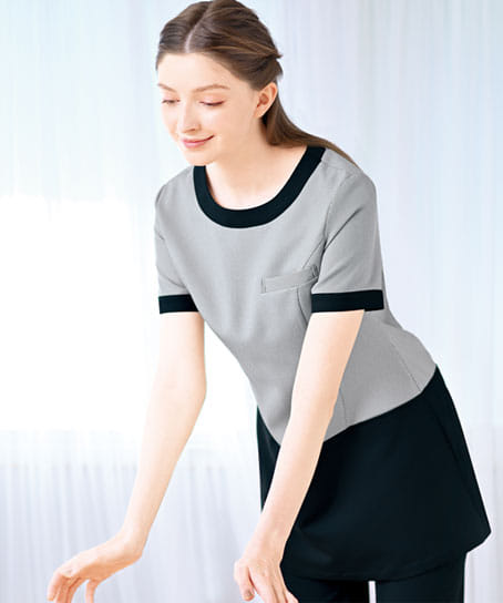 【全1色】バイカラーチュニック（モノトーンチドリ）