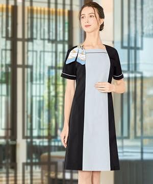 事務服・会社制服の通販の【ユニデポ 事務服】【全3色】ワンピース（ストレッチ・制電・UVカット・SS～３L）
