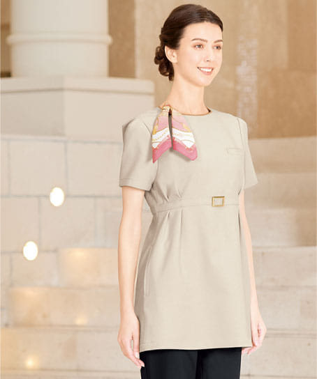 【全2色】バックル付きチュニック(ストレッチ・エコ素材・SS~3L)