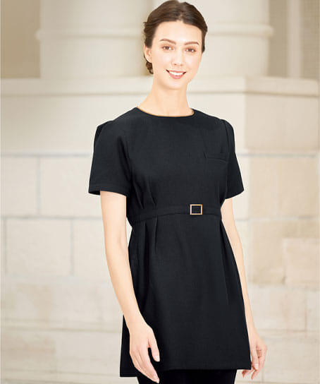 【全2色】バックル付きチュニック(ストレッチ・エコ素材・SS~3L)