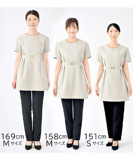 【全2色】バックル付きチュニック(ストレッチ・エコ素材・SS~3L)