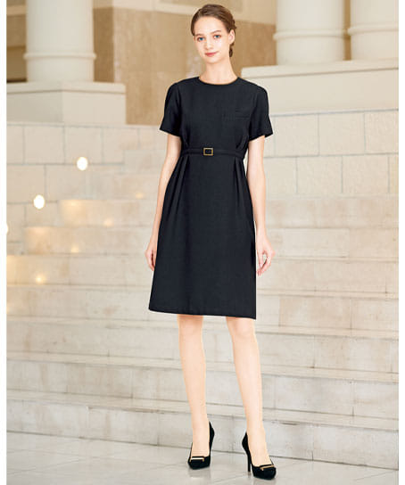 【全2色】バックル付きワンピース(ストレッチ・エコ素材・SS~3L)
