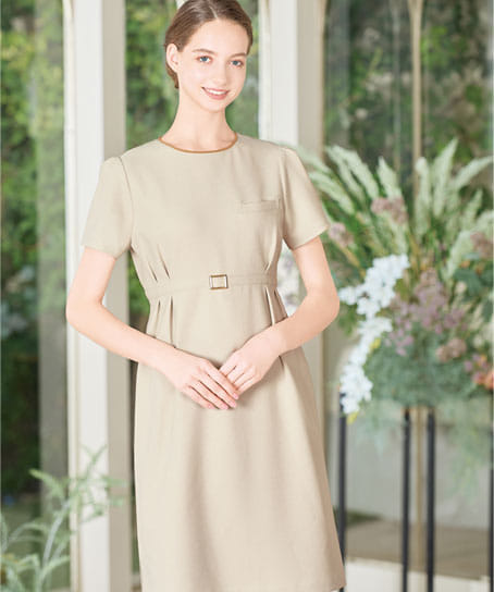 【全2色】バックル付きワンピース(ストレッチ・エコ素材・SS~3L)