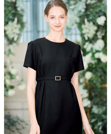 【全2色】バックル付きワンピース(ストレッチ・エコ素材・SS~3L)