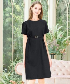 【全2色】バックル付きワンピース（ストレッチ・エコ素材・SS～3L）