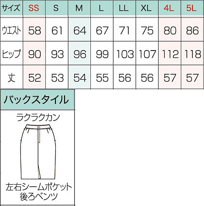 【全2色】美形タイトスカート（ピンドット） サイズ詳細
