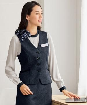 ユニフォーム・制服の通販の【ユニデポ】【全2色】ベスト（シンプルボタン・メランジュニット）