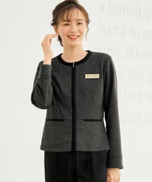 事務服・会社制服の通販の【ユニデポ 事務服】【全2色】ニットジャケット（ストレッチ・エコ素材・メランジュニット）