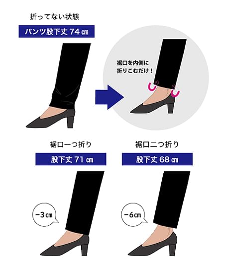 【全2色】裾上げラクラクパンツ（テーパード・ストレッチ）