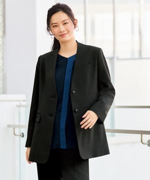 飲食店制服・ユニフォームの通販の【ユニデポ フード】【全2色】レディースノーカラージャケット（ストレッチ）