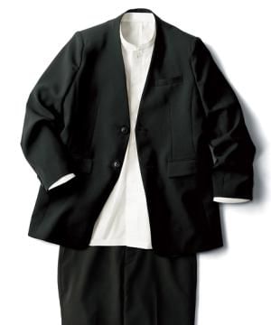 飲食店制服・ユニフォームの通販の【ユニデポ フード】【全2色】メンズノーカラージャケット（ストレッチ）