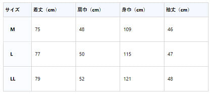 【UNIFORM.TOKYO】メンズコックコート（スタンドカラー・七分袖） サイズ詳細