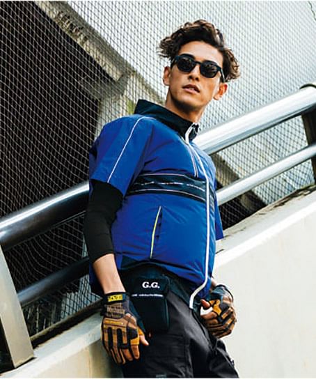 【G.G.】全2色　半袖サポートシャツ（ストレッチ・風通しが良い・冷感・消臭・吸汗速乾・UVカット（袖部分）・男女兼用）