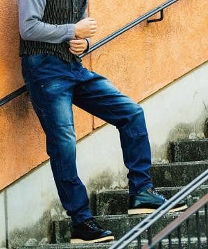 作業服・ワークユニフォームの通販の【ユニデポ 作業着】【全1色】カーゴパンツ（ノータック・ストレッチ・デニム）