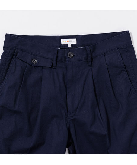 【全2色】BEAMS DESIGN　ファティーグ2プリーツスラックス（ストレッチ・メンズ）