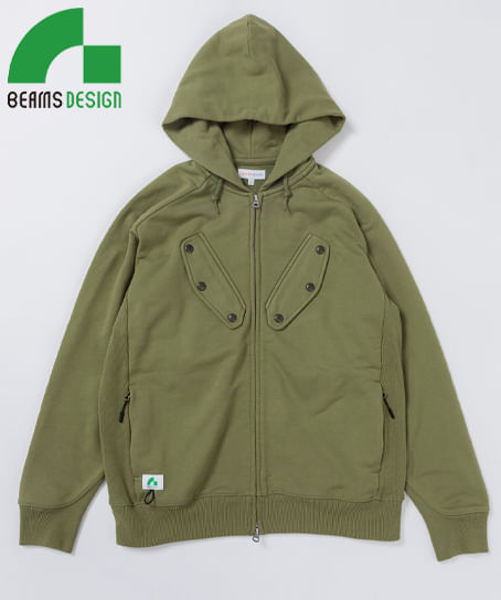 【全4色】BEAMS DESIGN　長袖パーカ（ストレッチ・メンズ）