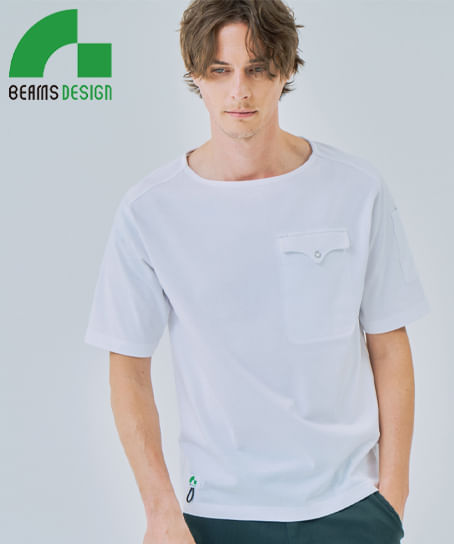 【全3色】BEAMS DESIGN　TEEボートネック半袖（ストレッチ・男女兼用）