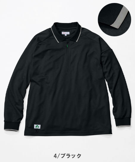 【全4色】BEAMS DESIGN　ハーフZIPポロ長袖（ストレッチ・男女兼用）