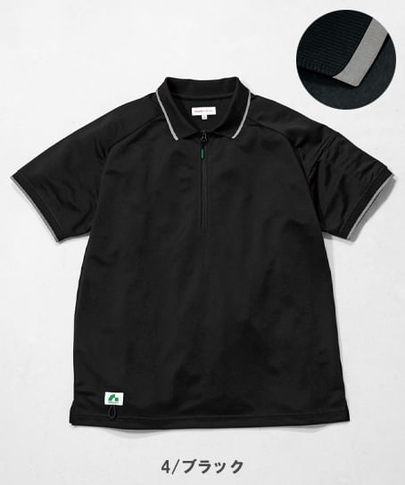 【全4色】BEAMS DESIGN　ハーフZIPポロ半袖（ストレッチ・男女兼用）