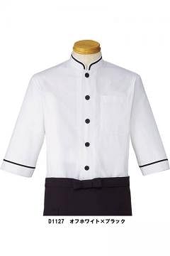 ユニフォーム・制服の通販の【ユニデポ】ショップコート（オフホワイト×グリーン）