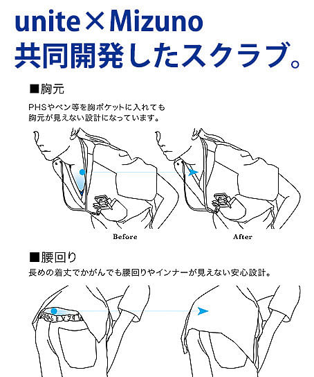 【Mizuno】ミズノスクラブ白衣 上下セット （制電・制菌・男女兼用）（MZ0018A・MZ0019）