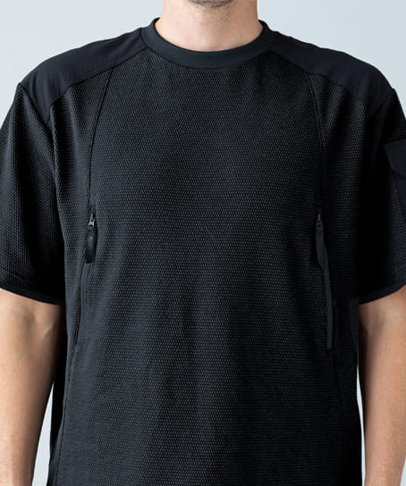 【全1色】TS DESIGN ニッカーズスラントジップショートスリーブＴシャツ（ストレッチ・高通気・吸汗速乾・男女兼用）