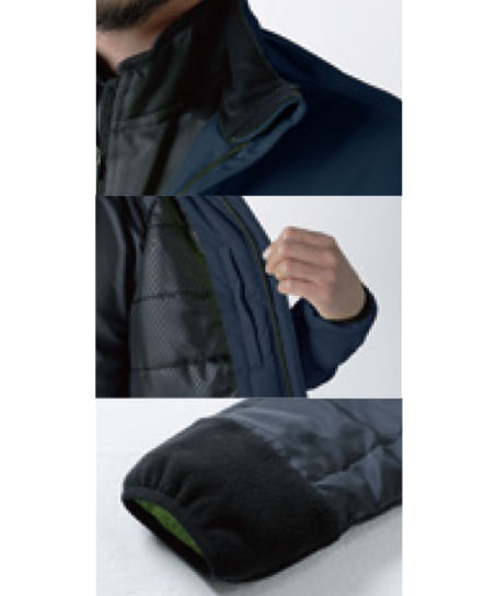 【全6色】TSDESIGN ES防風ストレッチライトウォームジャケット（制電JIS規格・軽量・ストレッチ・撥水・防風・防汚・透湿・男女兼用）