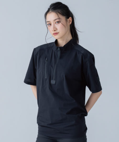 【全1色】TS DESIGN TS DEO ドッツショートスリーブハーフジップ(ストレッチ・消臭・高通気・男女兼用)