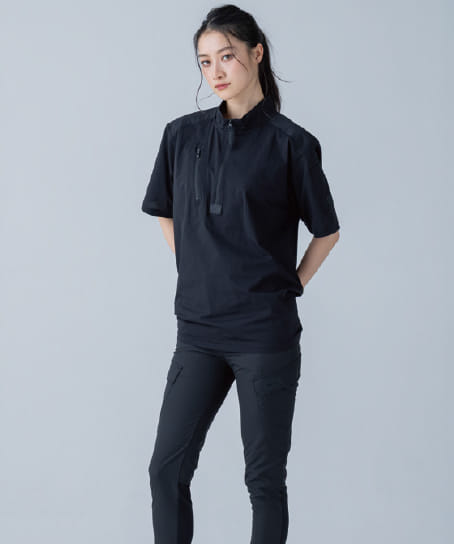 【全1色】TS DESIGN TS DEO ドッツショートスリーブハーフジップ(ストレッチ・消臭・高通気・男女兼用)