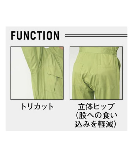 【全5色】ツナギ服（JIS規格帯電防止・膝ストレッチ・S～6Lサイズ）