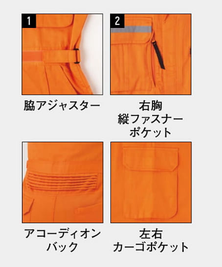 【全2色】ツナギ服（ECO素材・帯電防止素材・反射テープ・サイズ：S～5L）