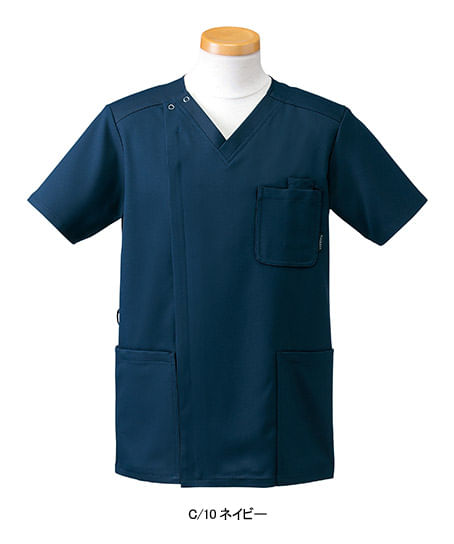 【リゼルヴァ】全5色　半袖スクラブジャケット(制菌・ストレッチ・帯電防止・男女兼用）